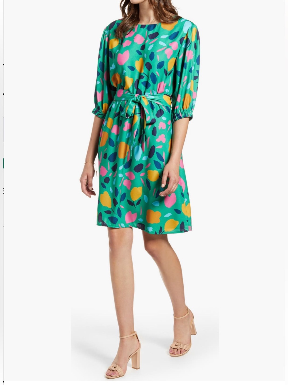 Halogen Green Dress In Lemon Pattern